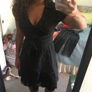 BCBG Little Black Wrap Dress w lace bottom, 4